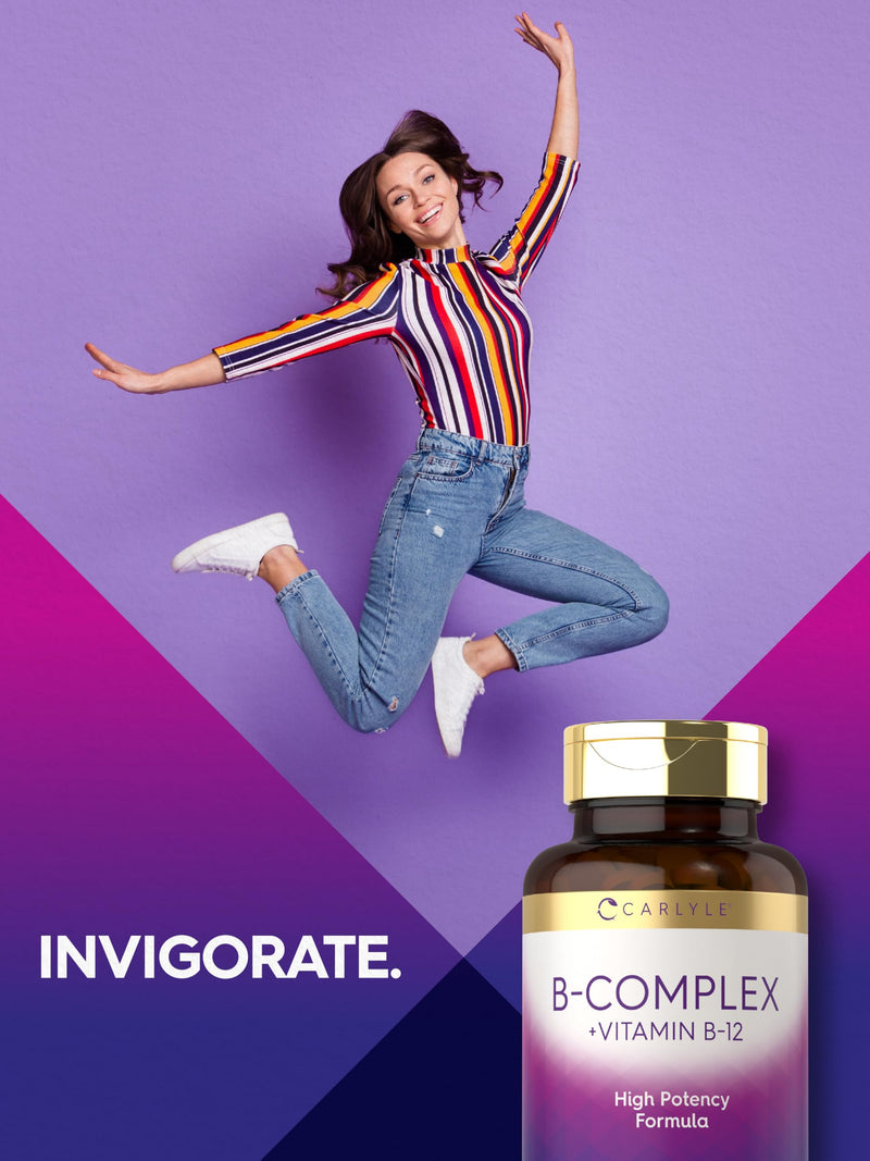 Carlyle B-Complex Vitamin with B12 | 300 Tablets | High Potency Formula | Vegetarian and Non-GMO Supplement