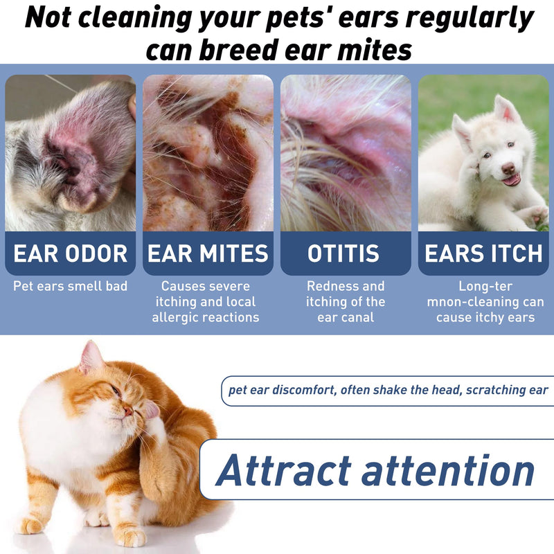 PCpetclear Ear Cleaner for Dogs & Cats 60ml, Stop Ear Inflammation and Itching, Dog Earwax, Dirt, Odor Remover - BeesActive Australia
