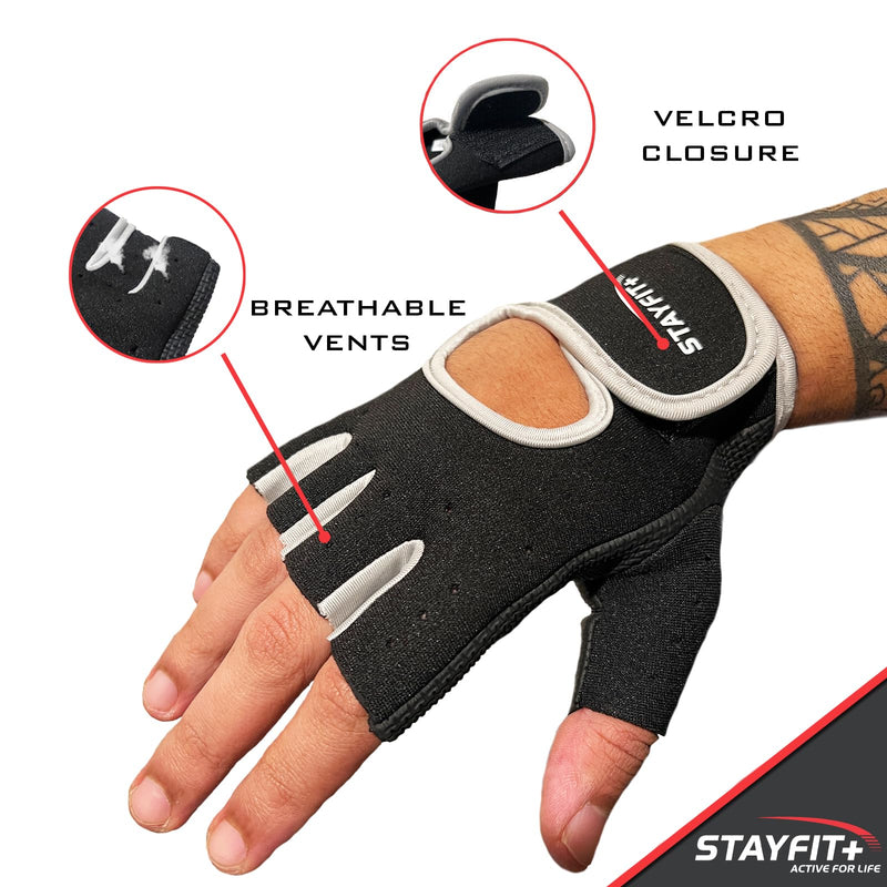 Stayfit Waist Trimmer Fitness Bundle, Unisex Slimmer Belt For Women Men with Fitness Gloves, Duo Resistance Bands 12" Waist Trimmer Bundle With Hand Grips and Gloves