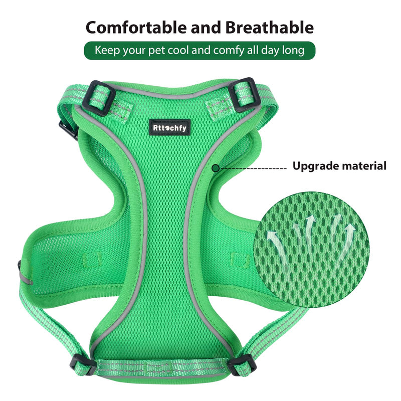 Rttochfy Cat Harness and Leash Set, Adjustable and Reflective Cat Vest, Escape Proof Kitten Harness, Easy to Put on with 3 Buckles for Cats Walking (Green, M (Chest: 15.5" - 18.5")) M (Chest: 15.5" - 18.5") Green - BeesActive Australia