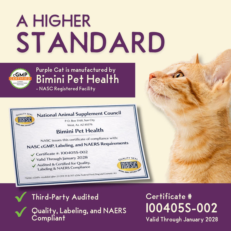 PURPLE CAT Feline Biome Probiotic Treats for Cats – Cat Gut & Digestive Support, Pet Diarrhea Relief & Immune Health – Feline-Specific Strains, Healthy Treats, Real Chicken Liver Flavor – 60 Chews