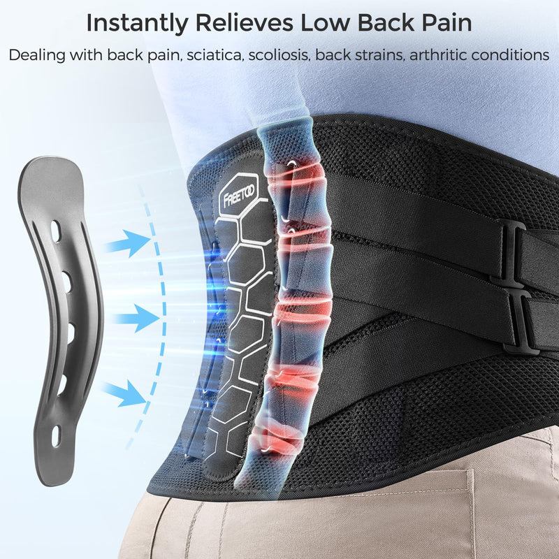 FREETOO Back Brace for Lower Back Pain Relief with Pulley System,Lumbar Support Belt for Men & Women with Lumbar Pad, Ergonomic Design and Soft Breathable 3D Knit Material,for Herniated Disc,Sciatica High Support Medium (Waist: 33.4～40.5 Inch) - BeesActive Australia