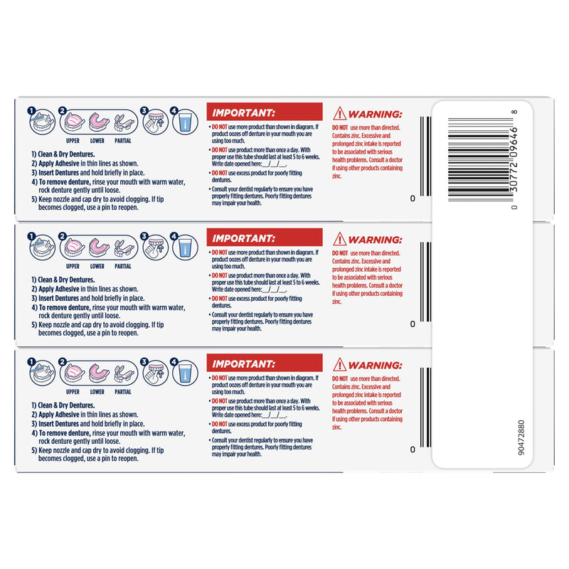 Professional Ultimate Denture Adhesive Cream for Strong, All-Day Hold for Full and Partial Dentures, 1.8 oz Tube with Breath Bacteria Shield and Precision Tip (3 Pack)
