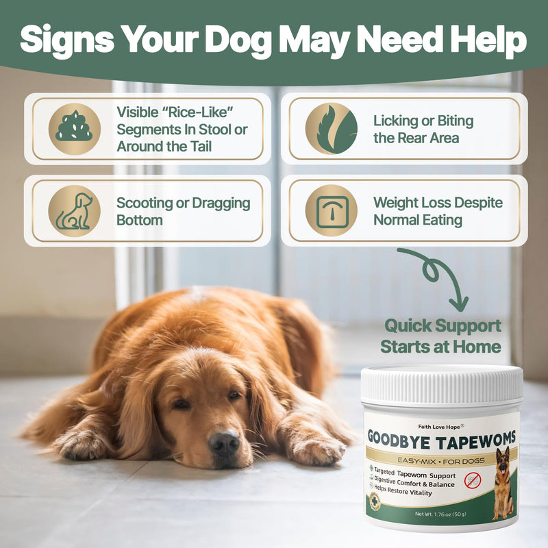 Goodbye Tαpew0ɾms, Tαpew0ɾm Treatment for Dogs & Puppies 6 Weeks+, Fast Acting Formula, Supports Internal Cleanse, Digestive Comfort, Vitality & Energy, Gentle & Easy-to-Mix Powder