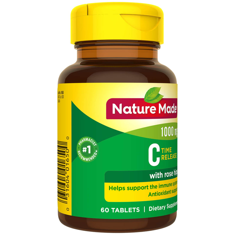 Nature Made Vitamin C 1000 mg Time Release Tablets with Rose Hips, 60 Count to Help Support the Immune System 60 Count (Pack of 1)