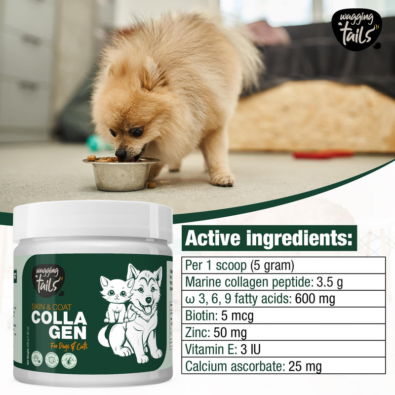 Wagging Tails Collagen Peptide Topper Powder | Skin & Coat + Bone & Joint - 7.05 oz Each | for Dogs & Cats of All Breeds | Easy to Digest | No Added Flavour