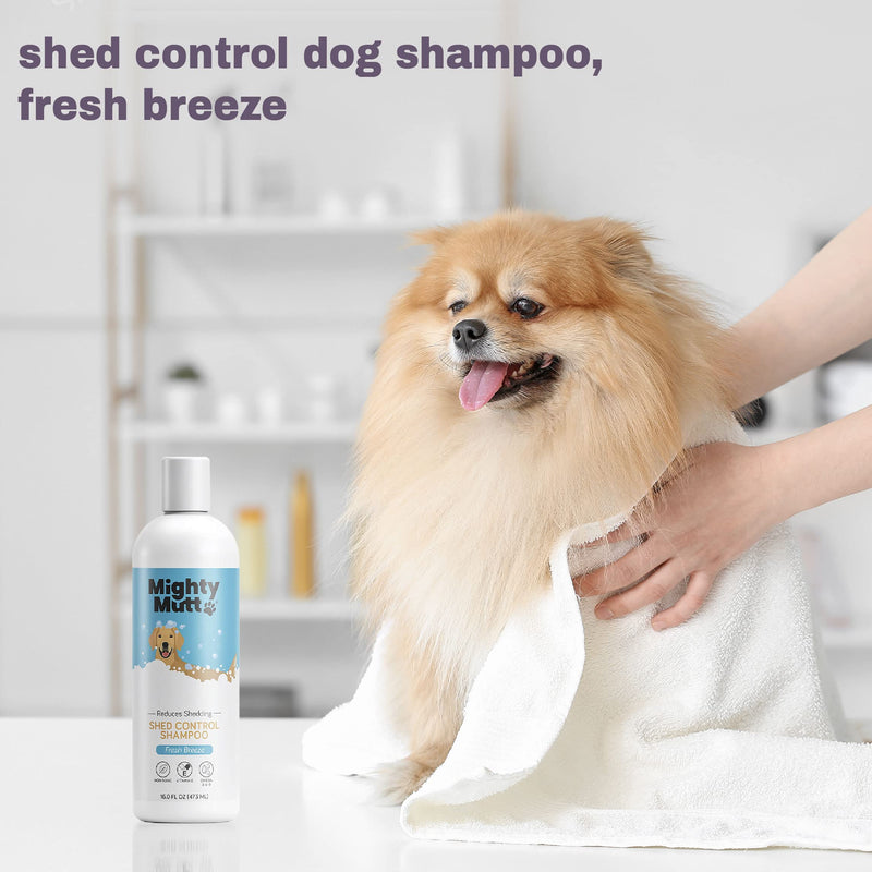 Mighty Mutt Shed Control Shampoo – Deshedding Dog Shampoo | Fresh Scent | Softens & Nourishes Coat | Reduces Shedding | Hypoallergenic, Anti-itch Dog Shampoo Shedding Control – Fresh Breeze | 16 fl oz - PawsPlanet Australia