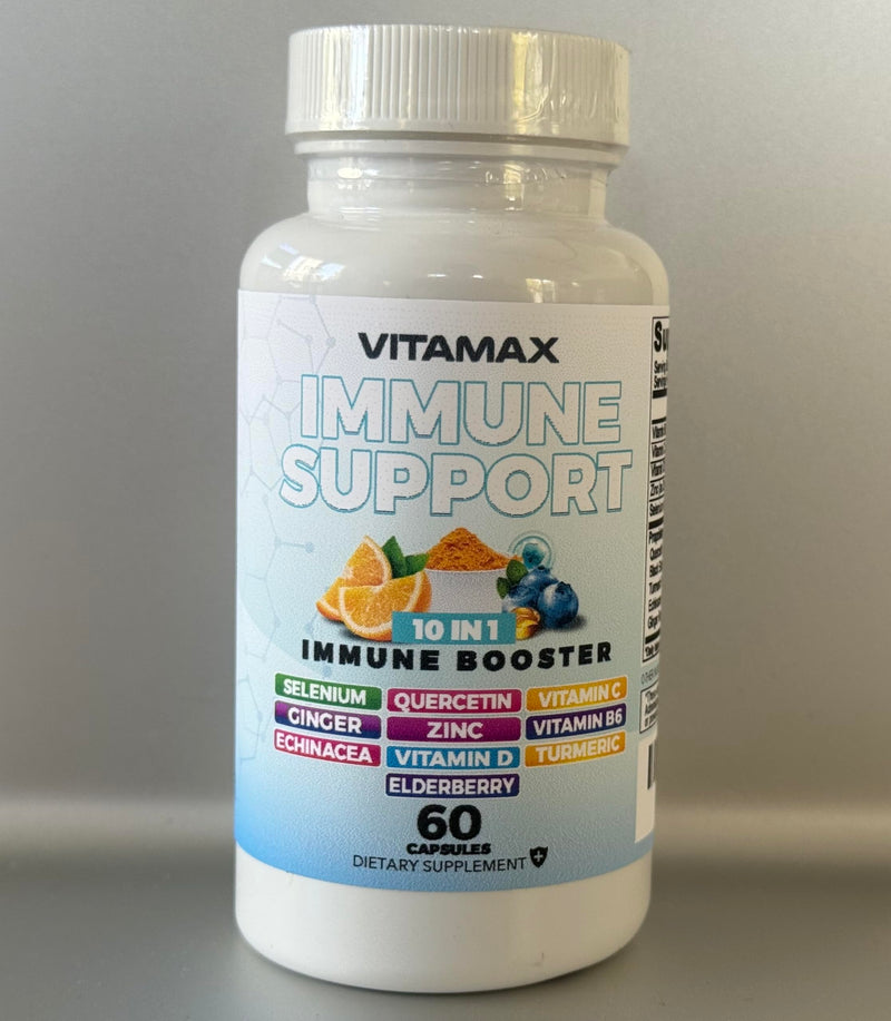 10-in-1 Immune Support with Elderberry, D3, Selenium, Quercetin, Zinc, Vitamin C, Ginger, Turmeric Curcumin, B6, Echinacea – Immune Defense – Made in USA (60 Count (Pack of 2)) 60 Count (Pack of 2)