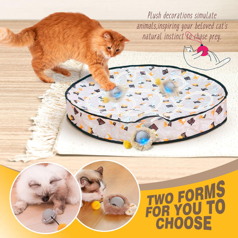 Interactive Cat Toys Ball Rechargeable Smart Automatic Cat Toys for Indoor Cats Touch Activated Kitten Toy Cat Toys for Bored Indoor Adult Cats 2 Cat Toy Balls and A 28 Inch Play Mat - BeesActive Australia