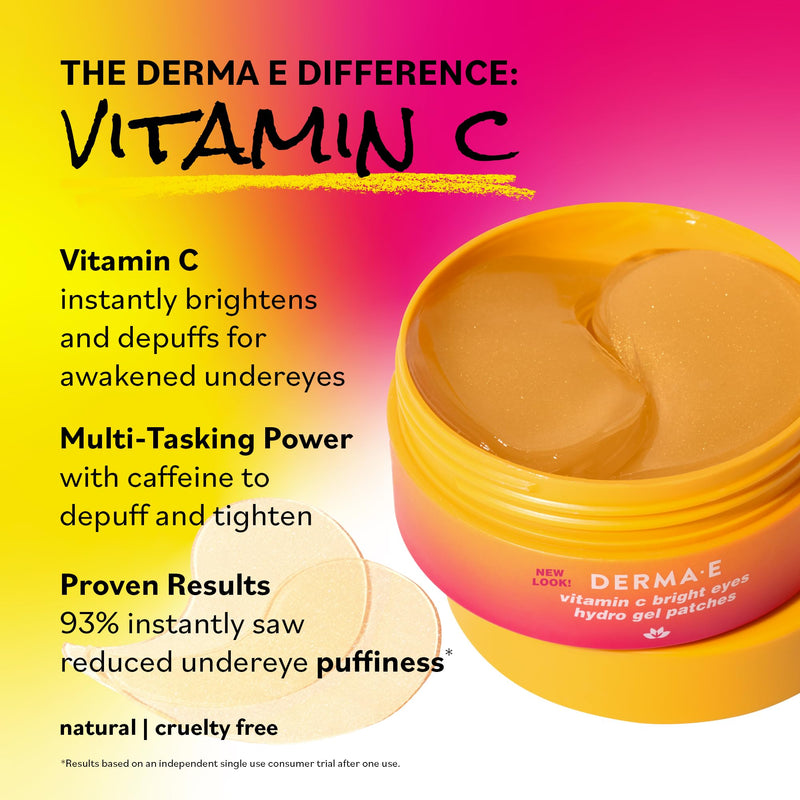Derma E Vitamin C Bright Eyes Hydro Gel Under Eye Patches, 30 Pairs 30 Count (Pack of 1)