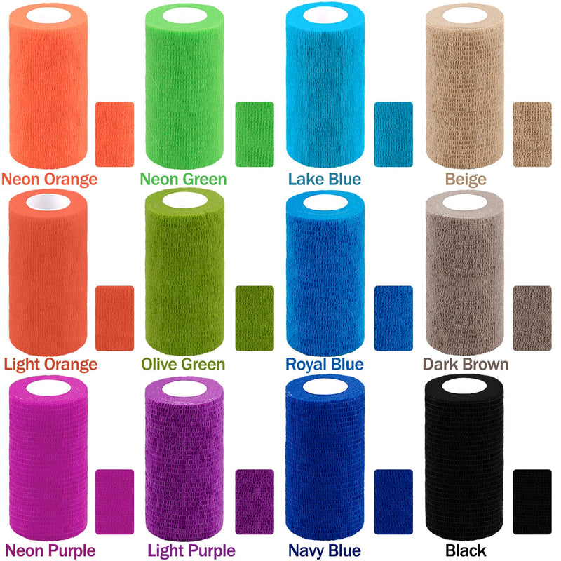 BQTQ 24 Rolls Self Adherent Wrap 4 Inch Self Adhesive Bandages Wrap Stretch Bandage Tape Self Stick Bandage Wraps for Wrist Ankle Swelling Sprains(12 Colors) Rainbow Color - BeesActive Australia