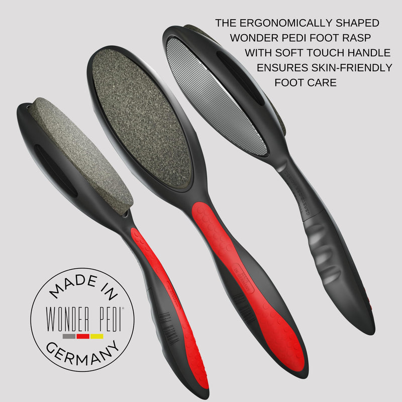 Made in Germany Ceramic Stone and Stainless Steel Foot File, Double Sided Callus Remover, Feet Scrubber, Professional Pedicure Foot Care Tool Rasp, Long Lasting Foot Buffer, Heel Scraper, Wonder Pedi Classic - BeesActive Australia
