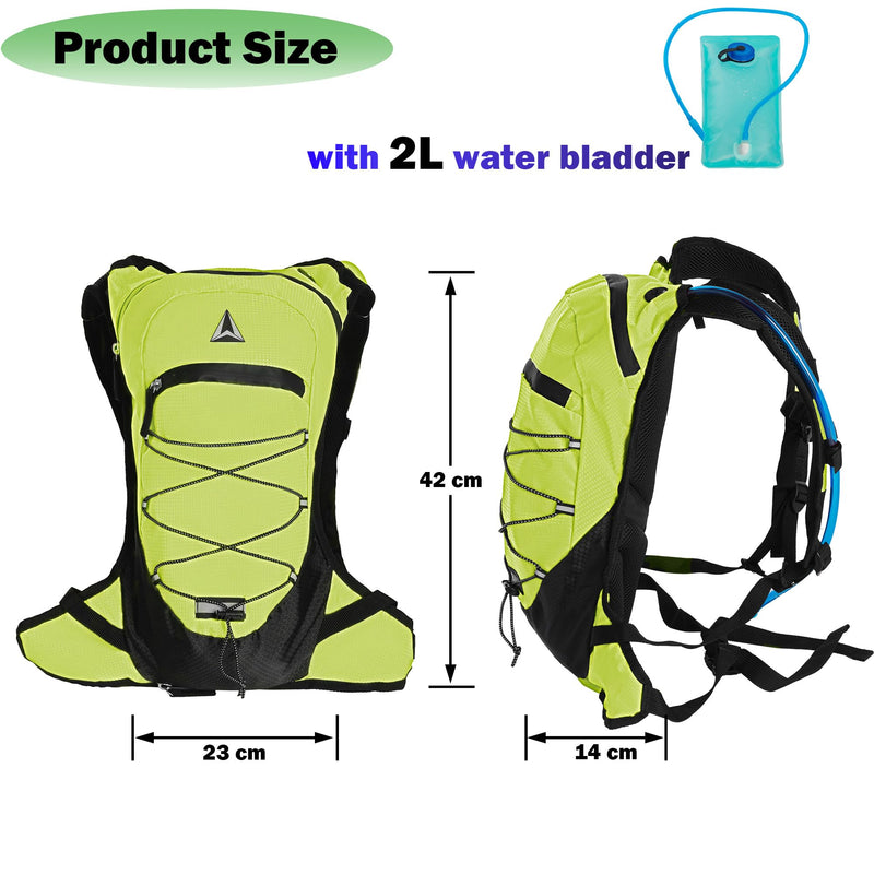 Cango Hydration Backpack with 2L Water Bladder, High Flow Bite Valve, Lightweight Cycling Backpack, Insulated Hydration Running/Hiking Backpack with Storage Green - 2L Water Bladder - BeesActive Australia