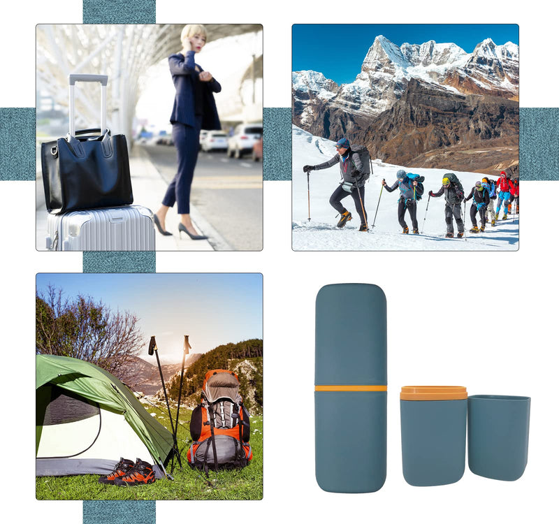 Travel Toothbrush Cup Case, Toothbrush Travel Container Portable Travel Toothbrush Holder Toothpaste Storage for School Camping Business Trip Bathroom Navy Blue - BeesActive Australia