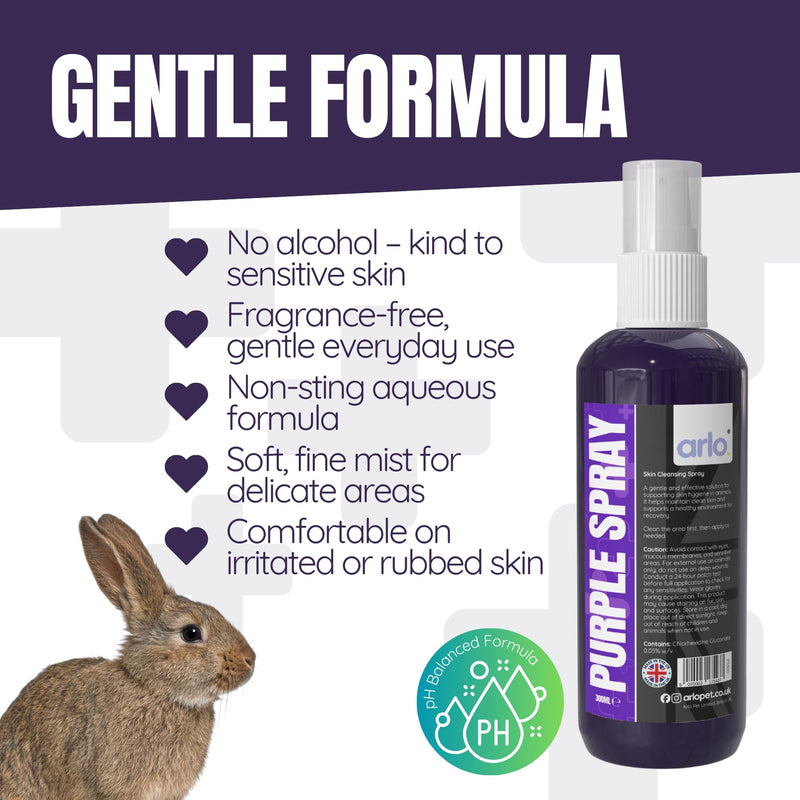 Purple Spray Wound Cleanser 300ml Gentian Violet Alternative Antibacterial Non Sting Animal First Aid for Horses Pets Livestock Poultry