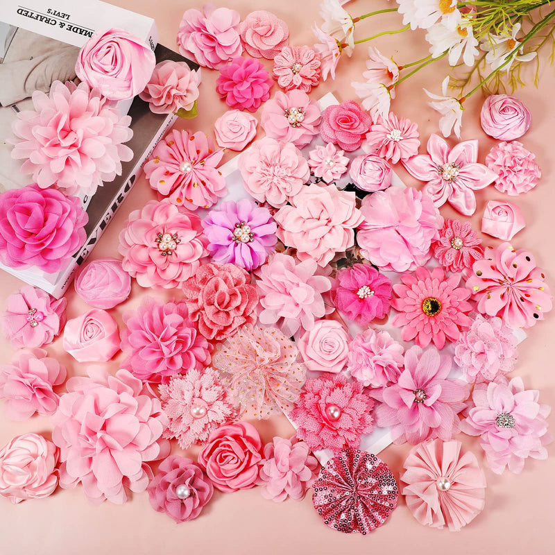 Hoteam 50 Pcs Dog Flower Collar Pink Dog Collar Bows Flower Pet Bow Collar Dog Charms Flower Set for Valentine Party Puppy Dogs Pet Cat Grooming Accessories - BeesActive Australia