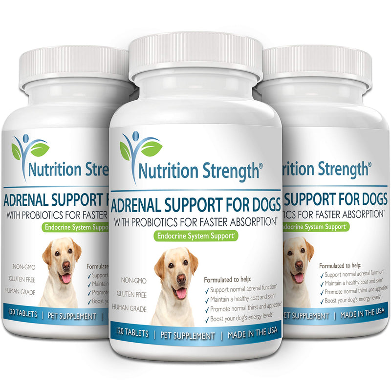 Adrenal Support for Dogs, Support for Dogs with Cushing's Disease, Maintain a Healthy Coat and Skin, Promote Normal Urination, Thirst and Appetite, 120 Chewable Tablets - PawsPlanet Australia