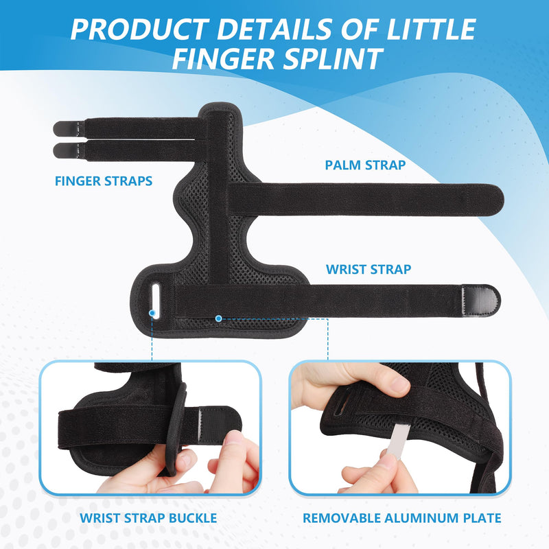 Pinky Finger Splint, Finger Splint for Pinky, Broken Finger, Trigger Finger, Metacarpal Splint Hand Brace, Little Finger Brace for Tendonnitis, Pain Relief, Fits for Left & Right Hand(M) M Mesh