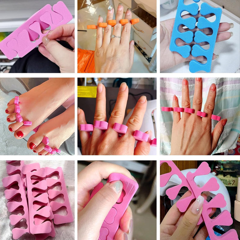 200pcs Sponge Toe Separators Pedicure Set for Nail Polish- Premium Nail Art Painting and Polishing Tool Kit, 4 Funy Color Multicolor