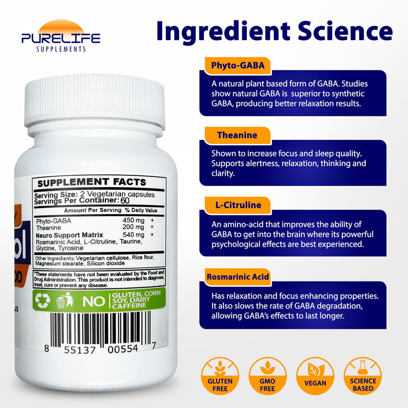 Gabatrol Daily – Plant Based GABA Supplement. Vegetarian and Vegan Friendly (120 Veggie Caps) 120 Count (Pack of 1)