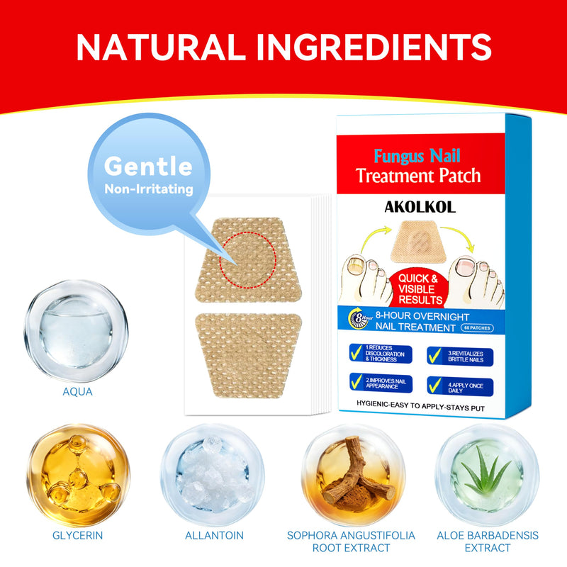 Toenail Fungus Treatment Extra Strength, 60 PCS Nail Repair Patches for Overnight, 8-Hour Fungal Nail Patches Renewal for Men and Women, Nail Fungus Treatments Patches Non-Falling Off Design White (60 pcs)