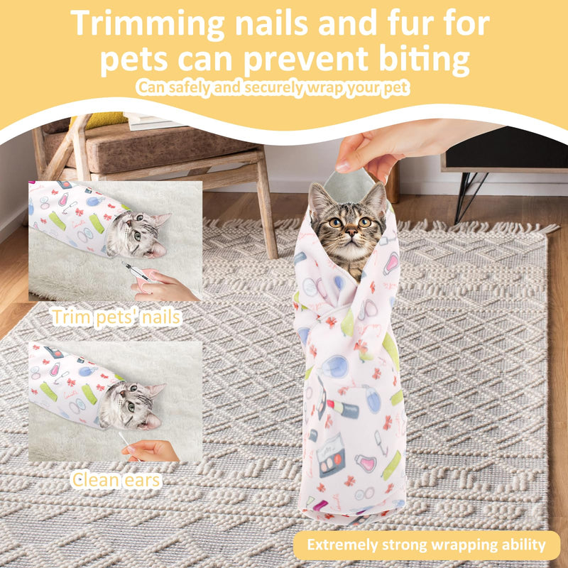 3PCS Cat Grooming Wrap, Self Adherent Cloth Cat Wrap for Cutting Nails, Cat Swaddle Wrap for Cleaning Ear Brushing Teeth, Multifunctional Cat Restraints Bag for Holding Cat to Non-Bite/Scratch/Runaway - PawsPlanet Australia