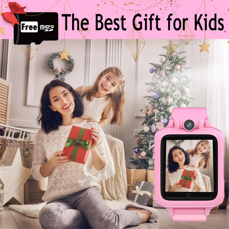 Smart Watch for Kids Kids Watch Education Toy 14 Puzzle Games MP3 Music Player Video Camera Alarm Clock Recorder Calculator Stopwatch Calendar Timer Christmas Birthday Gift for Boys Girls Ages 3-15 Kid-Pink