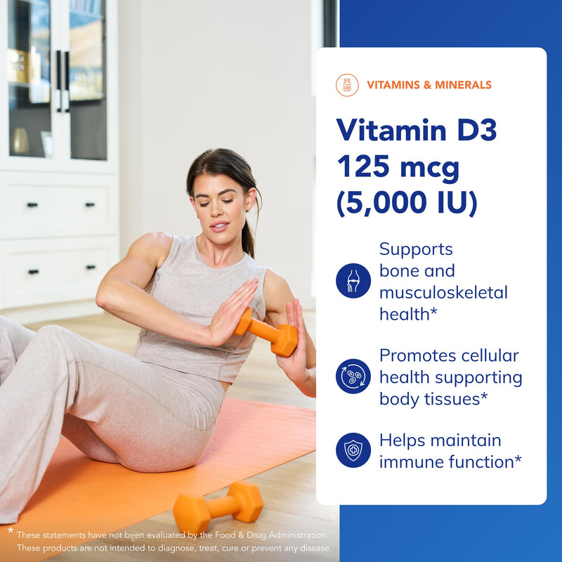 Pure Encapsulations Vitamin D3 125 mcg (5,000 IU), 250 Capsules | Supplement to Support Bone, Joint, Breast, Heart, Colon, and Immune Health*, with Vitamin D 250 Count (Pack of 1)