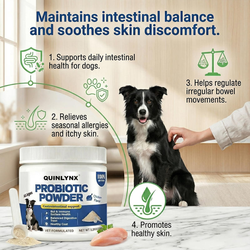 Natural Probiotic Powder for Dogs - Vet Formulated Digestive & Gut Health Supplement with 15 Probiotic Strains & 6 Billion CFU, Supports Immunity, Energy Levels, Skin and Coat Health, 30 Scoops 150g Probiotic for dogs