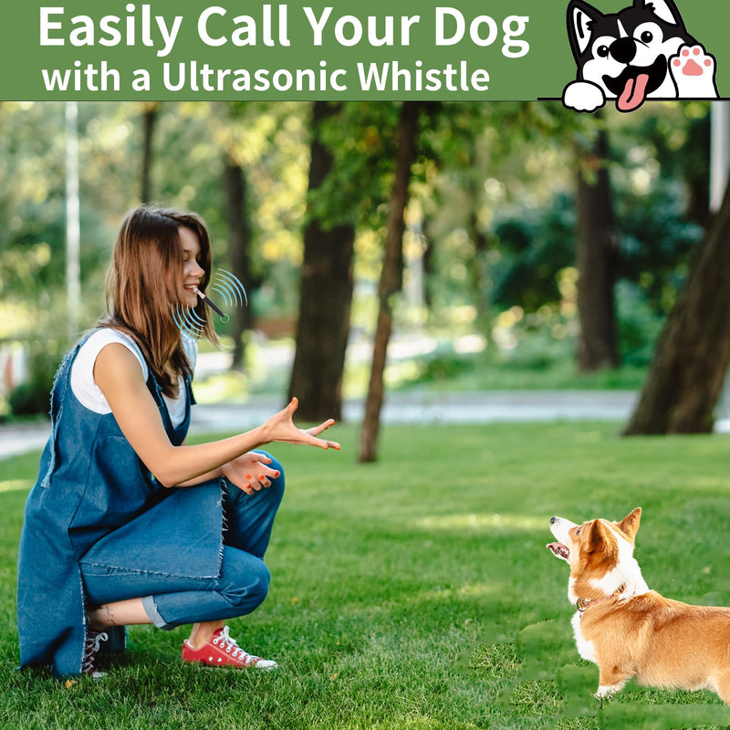 Dog Whistle 2 Pack with Adjustable Frequency, Ultrasonic Silent Dog Whistle to Stop Barking Neighbors Dog, Recall Train Dogs with Long-Range, with Lanyard (Black and White) - BeesActive Australia