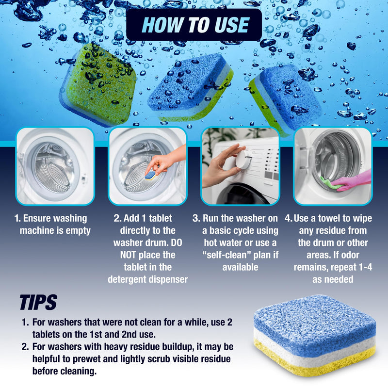Washing Machine Cleaning Tablets - Front Load - 28 Tablets - 3 Layers Eco Friendly Formula - Deep Cleaning & Descaling - Protect & Deodorize - Designed & Formulated for Front Loader Washing Machines - BeesActive Australia