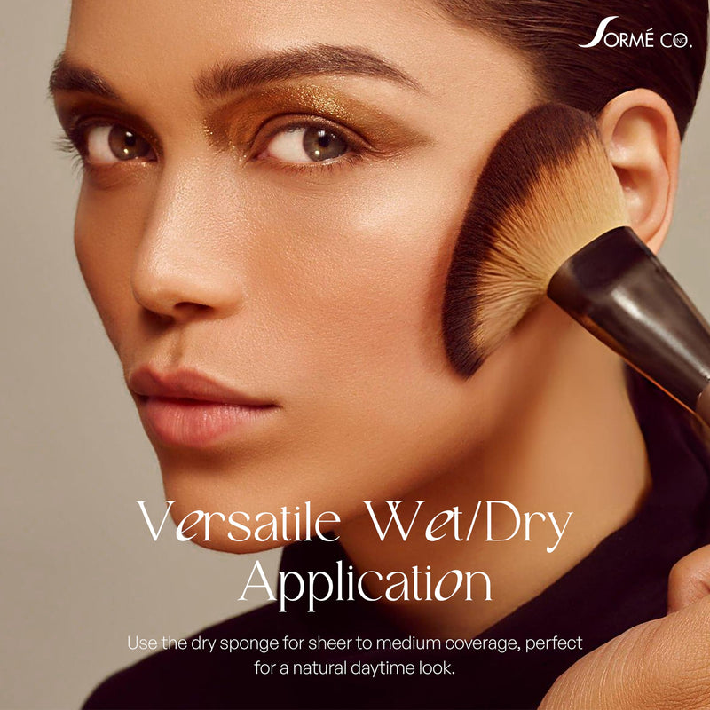 SORMÉ Believable Wet & Dry Finish Powder Foundation - Fragrance Free with Vitamin C - Hydrating, Rejuvenating with Alpha Hydroxy - Medium to Full Coverage - Flawless, Youthful & Dewy Finish - 25ml Natural Buff