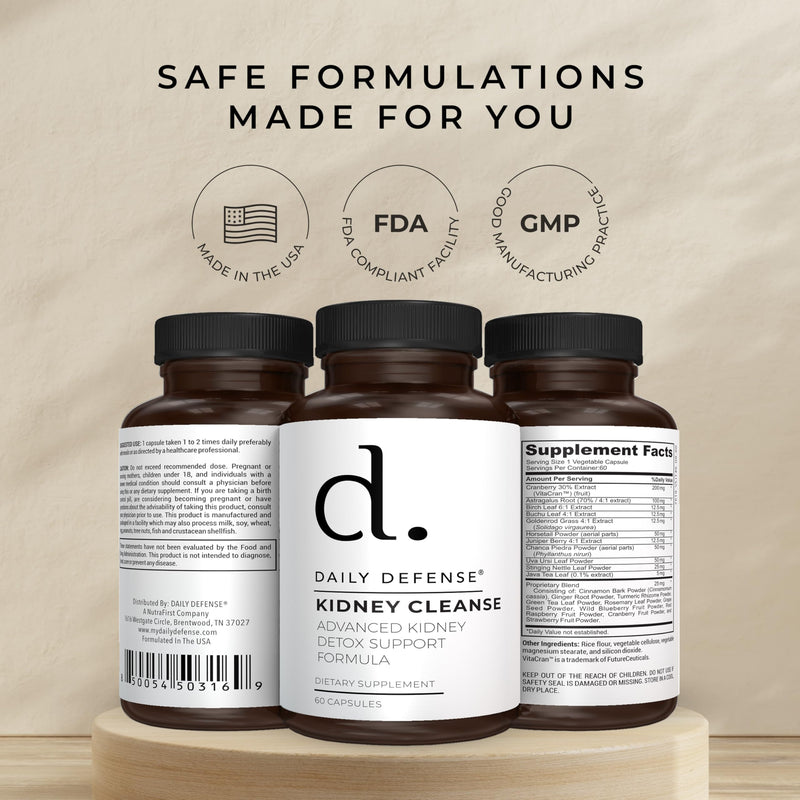 Kidney Defense Supplement - Kidney Cleanse & Detox Vitamins with Chanca Piedra, Astragalus Root, Cranberry Extract, Stinging Nettle Leaf, Horsetail Powder, Juniper Berry & More - 60 Caps