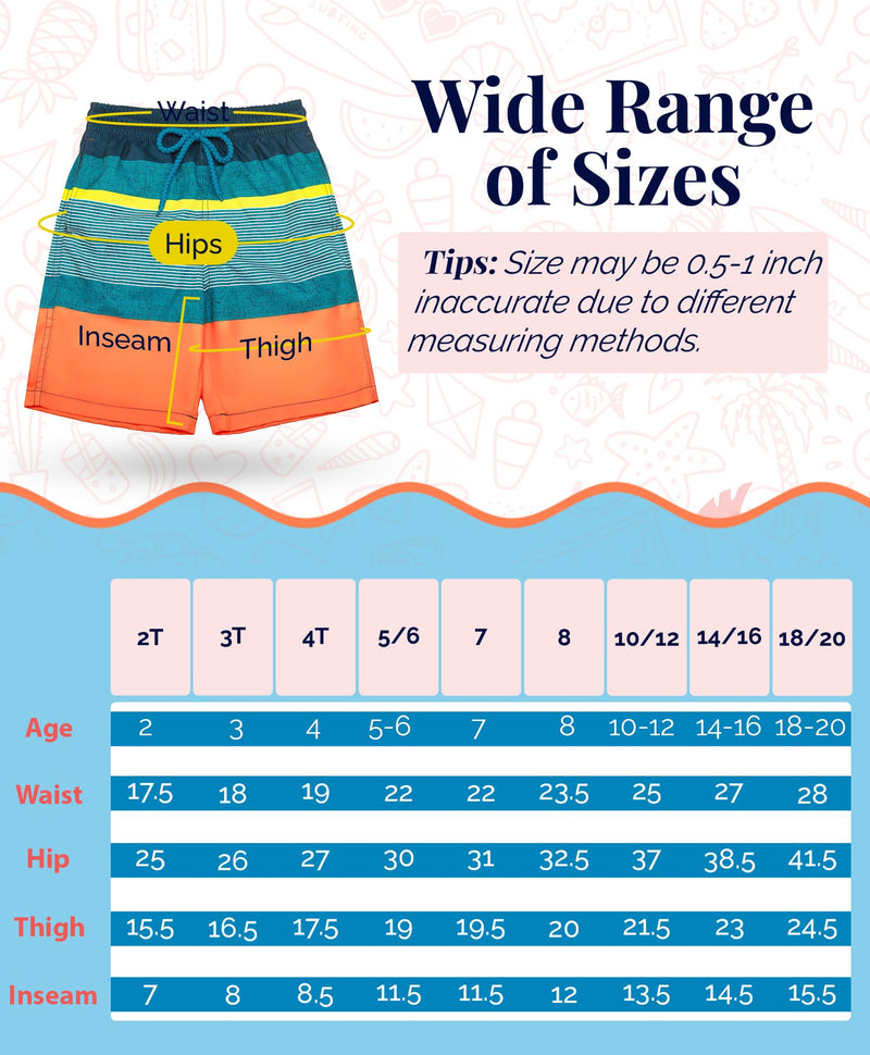 KAILUA SURF Boys' Swim Trunks Quick Dry Board Shorts with Mesh Liner, Sizes 2T-18/20 14-16 Years E30