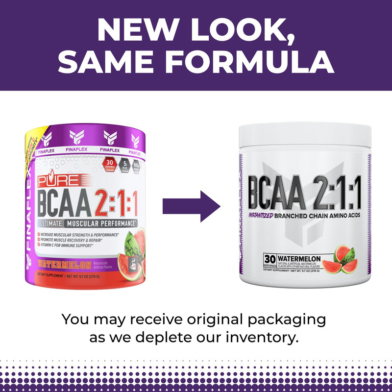 FINAFLEX PURE BCAA 2:1:1, Watermelon - 9.7 oz - Promotes Strength, Recovery & Performance - With 2:1:1 Ratio of Leucine, Isoleucine & Valine + Vitamin C - 30 Servings 9.7 Ounce (Pack of 1)