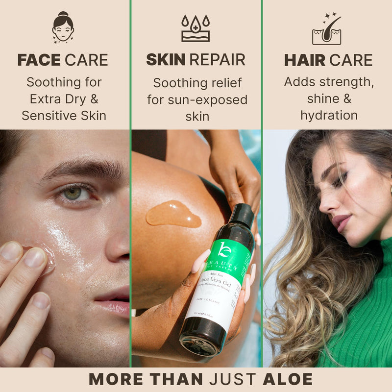 Aloe Vera Gel - USA Made with Natural & Organic Ingredients, Sunburn Relief | Pure Aloe Vera Plant Gel for Face Mask, Hair & Skin with Vitamin C & E, Soothing and Cooling for Sunburn & After Sun Care 8.5 Fl Oz (Pack of 1) Aloe Vera Gel