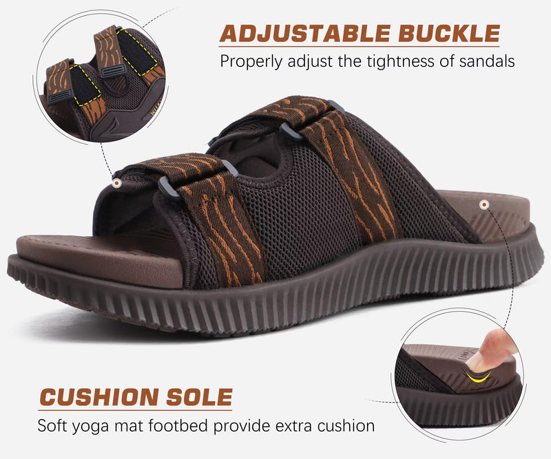 KuaiLu Mens Orthotic Sandals Arch Support Cushion Recovery Walking Slides 11 Brown