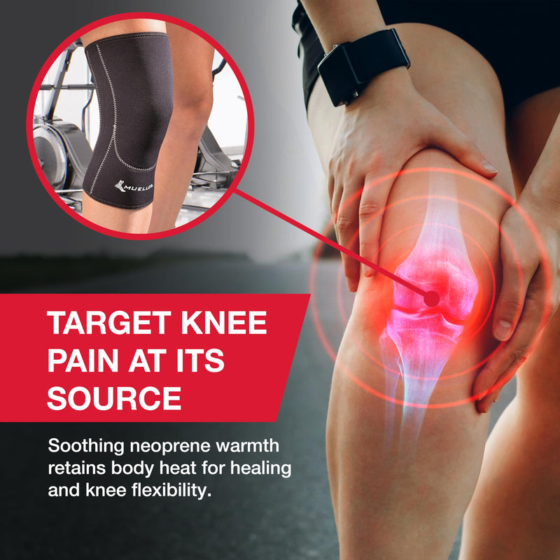 Mueller Sports Medicine Closed Patella Knee Sleeve, Knee Pain Relief Support for Men and Women, Ideal for Arthritis, Sprains, Black Small - BeesActive Australia