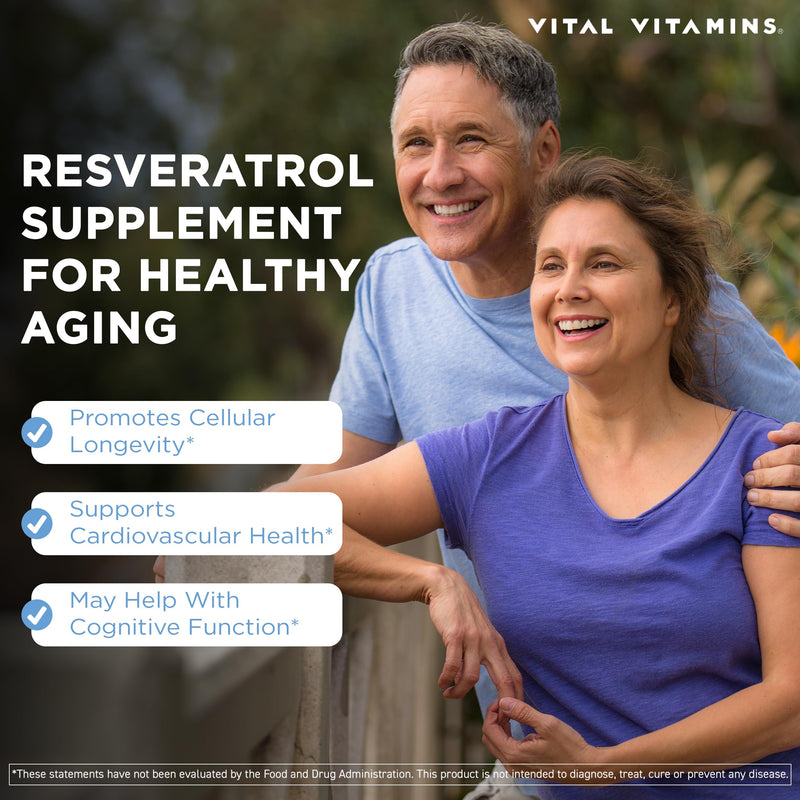 Vital Vitamins Resveratrol, 600mg with 300mg Trans-Resveratrol | Antioxidant Support for Cellular Longevity & Cognitive Function, Non-GMO, 60 Capsules 60 Count (Pack of 1)