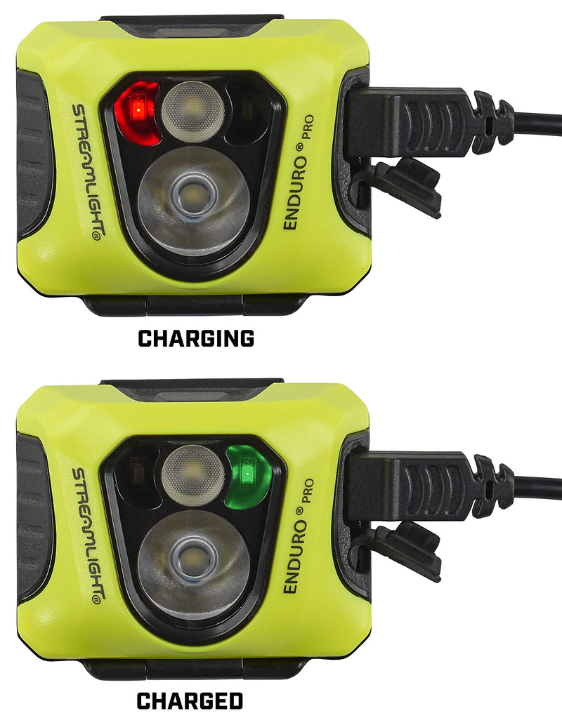 Streamlight 61436 Enduro Pro 200-Lumen USB Rechargeable LED Headlamp with Elastic Head Strap, Rubber Hard Hat Strap, 3M Dual Lock Fasteners, and USB Cable, Yellow - BeesActive Australia