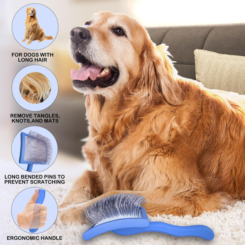 Dog Slicker Brush for Goldendoodles & Golden Doodle Brush for Grooming Kit - Dog Brush for Goldendoodle, Labradoodle, Poodles - Pet Hair Brush for Medium & Long Haired Dogs - Large(Dark Blue) DarkBlue - BeesActive Australia