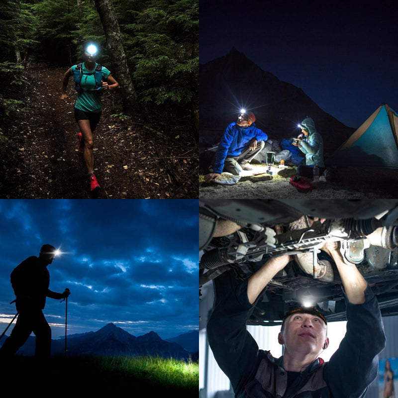 NICRON H15T Headlamp Rechargeable, 500 Lumens LED Headlamp with Red Light, IP67 Waterproof 8 Modes Head Leamps for Camping Running Fishing Adults Black - BeesActive Australia