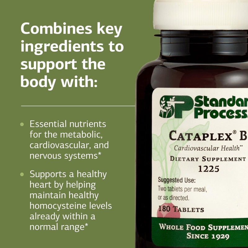 Standard Process Cataplex B, Nervous System & Heart Health, 180 Tablets | Nervous System and Heart Health Supplement, Contains B Vitamins for Energy Support, Supports Energy Metabolism 180 Count (Pack of 1)