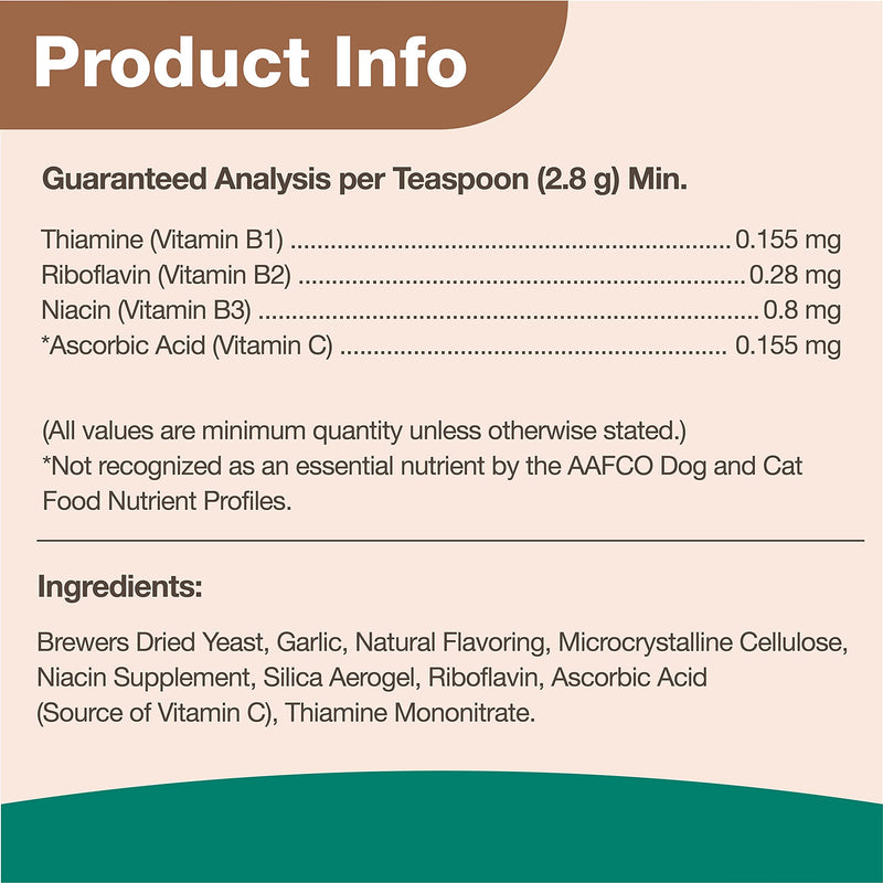 NaturVet Brewers Dried Yeast Formula with Garlic Flavoring Plus Vitamins for Dogs and Cats, Powder, Made in The USA with Globally Source Ingredients 1 Pound - PawsPlanet Australia