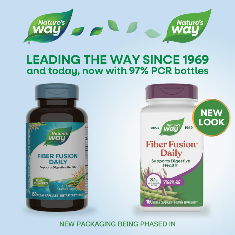 Nature's Way Fiber Fusion Daily, Psyllium Husk Capsules with Oat Bran, Guar Gum, Pectin, Digestive Health Support*, Vegan, 150 Capsules (Packaging May Vary),(Pack of 2) 150 Count (Pack of 2)