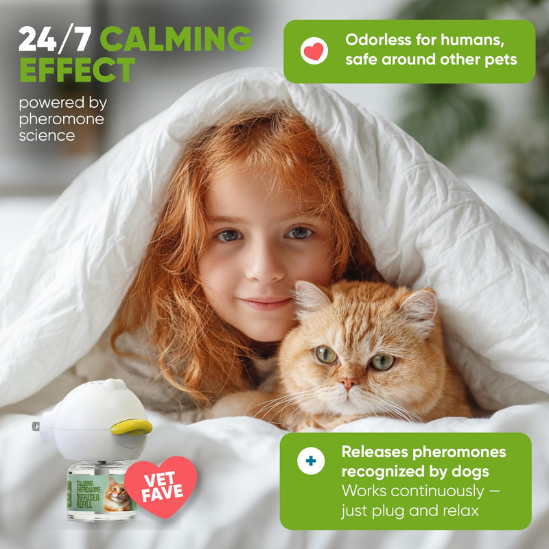 STUNICK CC1 Cat Calming Diffuser, Calming Pheromones, 60 Day Supply, 1 Diffuser and 2 Refills for Stress, Pee Spraying, Cat Fighting, Aggression, Excessive Meowing & Scratching | Odorless 1 Pack