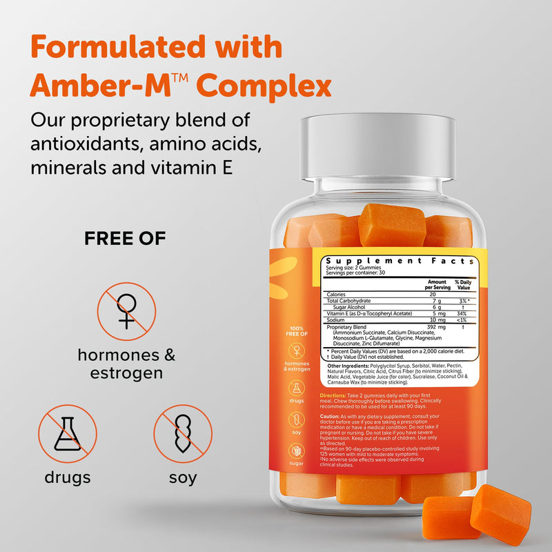 Amberen Menopause Supplement for Women, 60 Gummies, Clinically Proven, Helps Support Hormone Balance, Helps Relieve 12 Menopause Symptoms: Hot Flashes, Night Sweats, Mood Swings and More - BeesActive Australia