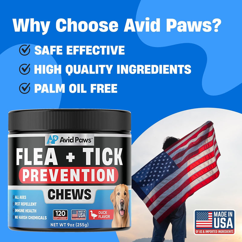 Natural Flea and Tick Prevention for Dogs - Dog Flea and Tick Treatment Chewable - Safe Flea Treatment Dogs of All Breeds & Ages - Flea Chews for Dogs - Flea Pills for Dogs for Dog Flea & Tick Control Duck - BeesActive Australia
