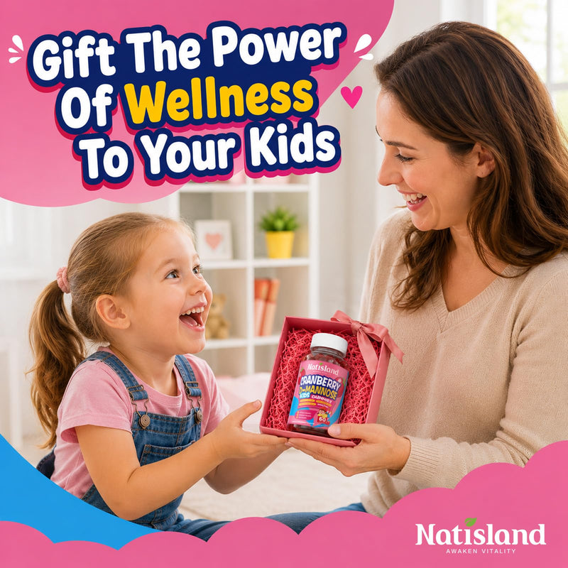 Cranberry & D-Mannose Gummies for Kids 4+, D Mannose with Cranberry Supplement for Urinary Tract Health & Immune Health, with Vitamin C, D3, Zinc, Probiotic & Prebiotic Blend, Sugar-Free, Vegan, 60 Ct