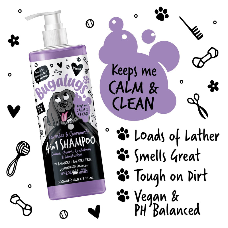 Dog Shampoo by Bugalugs lavender & chamomile 4 in 1 dog grooming shampoo products for smelly dogs with fragrance, best puppy shampoo, Vegan pet shampoo & conditioner 16.85 Fl - BeesActive Australia